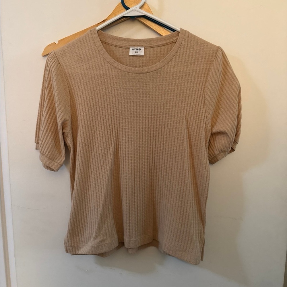 Tan Ribbed Women's Top